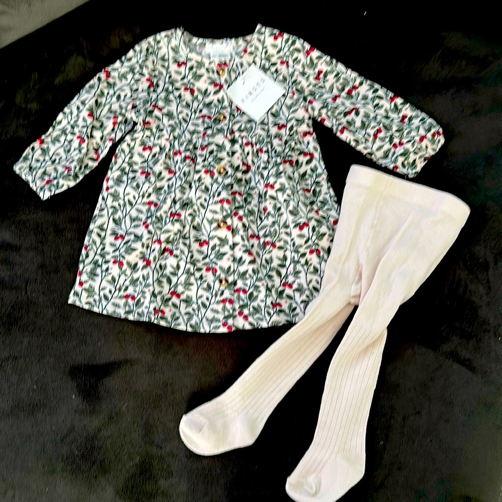 Little girl dress and tights